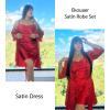 Ekouaer Women’s Satin Robe Set Nightgown with Robes Silk Pajama Set 2 Pieces Lingerie Cowl Neck Cami Sleepwear Sets(Red)