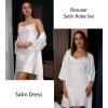 Ekouaer Women’s Satin Robe Set Nightgown with Robes Silk Pajama Set 2 Pieces Lingerie Cowl Neck Cami Sleepwear Sets(White)