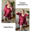 Ekouaer Women’s Satin Robe Set Nightgown with Robes Silk Pajama Set 2 Pieces Lingerie Cowl Neck Cami Sleepwear Sets(Wine Red)