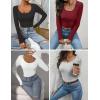 Ekouaer Women’s Scoop Neck Shirts Long Sleeve Top Basic Ribbed Tee Lightweight Thermal Undershirt Slim Fit Pullover Sweater(Gray)