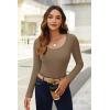 Ekouaer Women’s Scoop Neck Shirts Long Sleeve Top Basic Ribbed Tee Lightweight Thermal Undershirt Slim Fit Pullover Sweater(Gray)