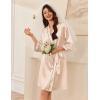 Ekouaer Women’s Silk Robe Set V Neck 2 Piece Satin Bathrobes 3/4 Sleeves Bridal Sleepwear Sexy Cami Nightgown(Champagne)