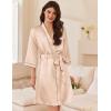 Ekouaer Women’s Silk Robe Set V Neck 2 Piece Satin Bathrobes 3/4 Sleeves Bridal Sleepwear Sexy Cami Nightgown(Champagne)