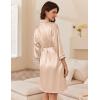 Ekouaer Women’s Silk Robe Set V Neck 2 Piece Satin Bathrobes 3/4 Sleeves Bridal Sleepwear Sexy Cami Nightgown(Champagne)