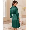 Ekouaer Women’s Silk Robe Set V Neck 2 Piece Satin Bathrobes 3/4 Sleeves Bridal Sleepwear Sexy Cami Nightgown(Dark Green)