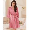 Ekouaer Women’s Silk Robe Set V Neck 2 Piece Satin Bathrobes 3/4 Sleeves Bridal Sleepwear Sexy Cami Nightgown(Gray Purple)