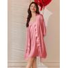 Ekouaer Women’s Silk Robe Set V Neck 2 Piece Satin Bathrobes 3/4 Sleeves Bridal Sleepwear Sexy Cami Nightgown(Gray Purple)