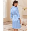 Ekouaer Women’s Silk Robe Set V Neck 2 Piece Satin Bathrobes 3/4 Sleeves Bridal Sleepwear Sexy Cami Nightgown(Light Blue)