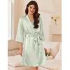 Ekouaer Women’s Silk Robe Set V Neck 2 Piece Satin Bathrobes 3/4 Sleeves Bridal Sleepwear Sexy Cami Nightgown(Light Green)