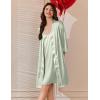 Ekouaer Women’s Silk Robe Set V Neck 2 Piece Satin Bathrobes 3/4 Sleeves Bridal Sleepwear Sexy Cami Nightgown(Light Green)