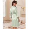 Ekouaer Women’s Silk Robe Set V Neck 2 Piece Satin Bathrobes 3/4 Sleeves Bridal Sleepwear Sexy Cami Nightgown(Light Green)