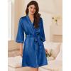 Ekouaer Women’s Silk Robe Set V Neck 2 Piece Satin Bathrobes 3/4 Sleeves Bridal Sleepwear Sexy Cami Nightgown(Navy)