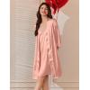 Ekouaer Women’s Silk Robe Set V Neck 2 Piece Satin Bathrobes 3/4 Sleeves Bridal Sleepwear Sexy Cami Nightgown(Pastel Pink)