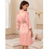 Ekouaer Women’s Silk Robe Set V Neck 2 Piece Satin Bathrobes 3/4 Sleeves Bridal Sleepwear Sexy Cami Nightgown(Pastel Pink)