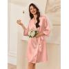Ekouaer Women’s Silk Robe Set V Neck 2 Piece Satin Bathrobes 3/4 Sleeves Bridal Sleepwear Sexy Cami Nightgown(Pastel Pink)