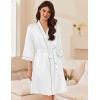 Ekouaer Women’s Silk Robe Set V Neck 2 Piece Satin Bathrobes 3/4 Sleeves Bridal Sleepwear Sexy Cami Nightgown(White)