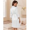 Ekouaer Women’s Silk Robe Set V Neck 2 Piece Satin Bathrobes 3/4 Sleeves Bridal Sleepwear Sexy Cami Nightgown(White)