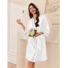 Ekouaer Women’s Silk Robe Set V Neck 2 Piece Satin Bathrobes 3/4 Sleeves Bridal Sleepwear Sexy Cami Nightgown(White)