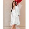 Ekouaer Women’s Silk Robe Set V Neck 2 Piece Satin Bathrobes 3/4 Sleeves Bridal Sleepwear Sexy Cami Nightgown(White)