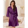 Ekouaer Women’s Silk Robe Set V Neck 2 Piece Satin Bathrobes 3/4 Sleeves Bridal Sleepwear Sexy Cami Nightgown(Wineberry)