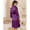 Ekouaer Women’s Silk Robe Set V Neck 2 Piece Satin Bathrobes 3/4 Sleeves Bridal Sleepwear Sexy Cami Nightgown(Wineberry)