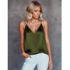 Ekouaer Women’s Silk Satin Camisole Tank Tops V Neck Sleeveless Spaghetti Straps Blouse Casual Racerback Shirt(Army Green)