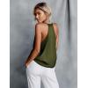 Ekouaer Women’s Silk Satin Camisole Tank Tops V Neck Sleeveless Spaghetti Straps Blouse Casual Racerback Shirt(Army Green)