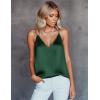 Ekouaer Women’s Silk Satin Camisole Tank Tops V Neck Sleeveless Spaghetti Straps Blouse Casual Racerback Shirt(Bright Green)