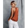 Ekouaer Women’s Silk Satin Camisole Tank Tops V Neck Sleeveless Spaghetti Straps Blouse Casual Racerback Shirt(Brown)
