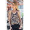 Ekouaer Women’s Silk Satin Camisole Tank Tops V Neck Sleeveless Spaghetti Straps Blouse Casual Racerback Shirt(Brown Leopard)