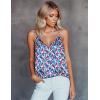 Ekouaer Women’s Silk Satin Camisole Tank Tops V Neck Sleeveless Spaghetti Straps Blouse Casual Racerback Shirt(Brush Strokes)