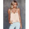 Ekouaer Women’s Silk Satin Camisole Tank Tops V Neck Sleeveless Spaghetti Straps Blouse Casual Racerback Shirt(Champagne)