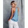 Ekouaer Women’s Silk Satin Camisole Tank Tops V Neck Sleeveless Spaghetti Straps Blouse Casual Racerback Shirt(Clear Blue)