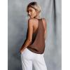 Ekouaer Women’s Silk Satin Camisole Tank Tops V Neck Sleeveless Spaghetti Straps Blouse Casual Racerback Shirt(Deep Brown)