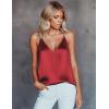 Ekouaer Women’s Silk Satin Camisole Tank Tops V Neck Sleeveless Spaghetti Straps Blouse Casual Racerback Shirt(Deep Red)