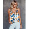 Ekouaer Women’s Silk Satin Camisole Tank Tops V Neck Sleeveless Spaghetti Straps Blouse Casual Racerback Shirt(Flower Print)