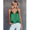 Ekouaer Women’s Silk Satin Camisole Tank Tops V Neck Sleeveless Spaghetti Straps Blouse Casual Racerback Shirt(Green)