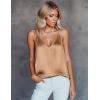 Ekouaer Women’s Silk Satin Camisole Tank Tops V Neck Sleeveless Spaghetti Straps Blouse Casual Racerback Shirt(Khaki)