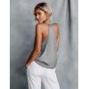 Ekouaer Women’s Silk Satin Camisole Tank Tops V Neck Sleeveless Spaghetti Straps Blouse Casual Racerback Shirt(Light Gray)