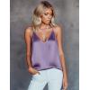 Ekouaer Women’s Silk Satin Camisole Tank Tops V Neck Sleeveless Spaghetti Straps Blouse Casual Racerback Shirt(Lilac)