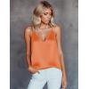 Ekouaer Women’s Silk Satin Camisole Tank Tops V Neck Sleeveless Spaghetti Straps Blouse Casual Racerback Shirt(Orange)