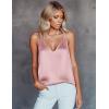 Ekouaer Women’s Silk Satin Camisole Tank Tops V Neck Sleeveless Spaghetti Straps Blouse Casual Racerback Shirt(Pastel Pink)