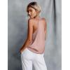 Ekouaer Women’s Silk Satin Camisole Tank Tops V Neck Sleeveless Spaghetti Straps Blouse Casual Racerback Shirt(Pink)