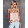 Ekouaer Women’s Silk Satin Camisole Tank Tops V Neck Sleeveless Spaghetti Straps Blouse Casual Racerback Shirt(Pink Champagne)