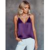 Ekouaer Women’s Silk Satin Camisole Tank Tops V Neck Sleeveless Spaghetti Straps Blouse Casual Racerback Shirt(Purple)