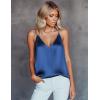 Ekouaer Women’s Silk Satin Camisole Tank Tops V Neck Sleeveless Spaghetti Straps Blouse Casual Racerback Shirt(Royal Blue)