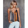 Ekouaer Women’s Silk Satin Camisole Tank Tops V Neck Sleeveless Spaghetti Straps Blouse Casual Racerback Shirt(Stripe Print)