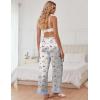 Ekouaer Womens Silk Satin Pajama Pants Casual Comfy Sleep Pants Pocketed Elastic Waist Wide Leg Pj Bottoms with Lace Trim(Blue Striped Teddy)