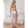 Ekouaer Womens Silk Satin Pajama Pants Casual Comfy Sleep Pants Pocketed Elastic Waist Wide Leg Pj Bottoms with Lace Trim(Champagne)
