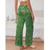 Ekouaer Womens Silk Satin Pajama Pants Casual Comfy Sleep Pants Pocketed Elastic Waist Wide Leg Pj Bottoms with Lace Trim(Green Chirstmas Pattern)